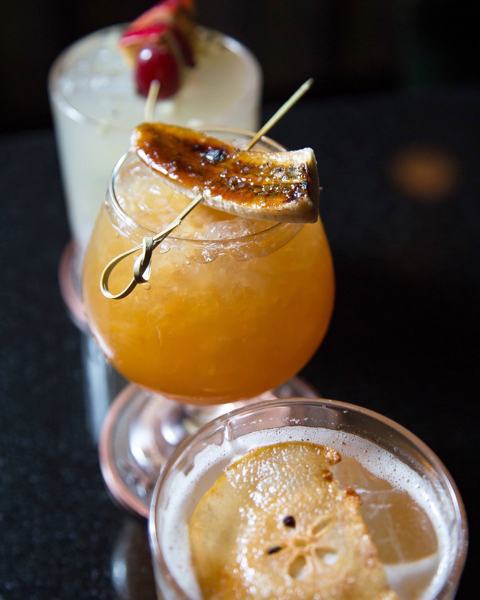 Can you beat this fresh lineup? Farm to Bar, Banana's Foster Daiquiri, &amp; Woodsman - all crafted with fresh fruits prepared to perfection, that will keep you coming back for more 😋