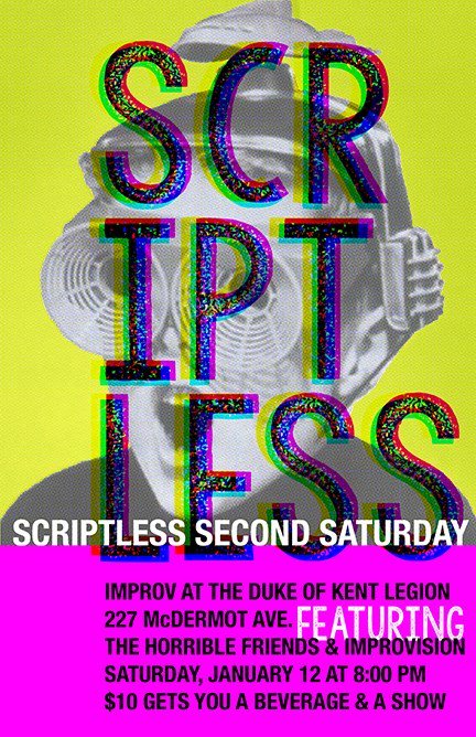 ImproVisionWPG's tweet image. Attention: Saturday’s show is 100% SCRIPTLESS! That’s right – improv WITHOUT SCRIPTS! What will they think of next? #scriptless #wpgimprov #improvallarta
