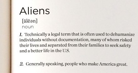 immigrationdefs's tweet photo. This #Immigration speech requires a dictionary!  Here's the true definition of #Aliens.  #immigrationdictionary #PresidentialAddress https://t.co/Mc7qu8Pji6