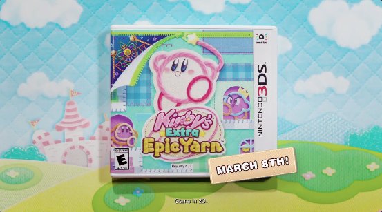 KirbyInformer's tweet photo. Kirby's Extra Epic Yarn will be released on Nintendo 3DS on March 8 in North America! https://t.co/G8QfMdf5Vf