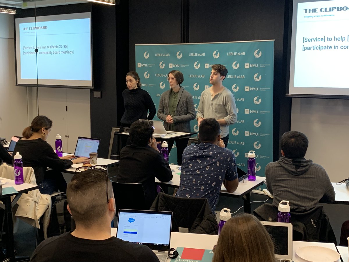 NYU_Tandon_CIE's tweet photo. Welcome #JSprint 2019 team The Clipboard Project, presented by Dana Elkis, Lydia Jessup and Matthew Ross. Their mission is to create technology tools that enable people to more easily and effectively do so. @nyuentrepreneur @nyutandon @NYULeslie https://t.co/W9UeVDNcPa
