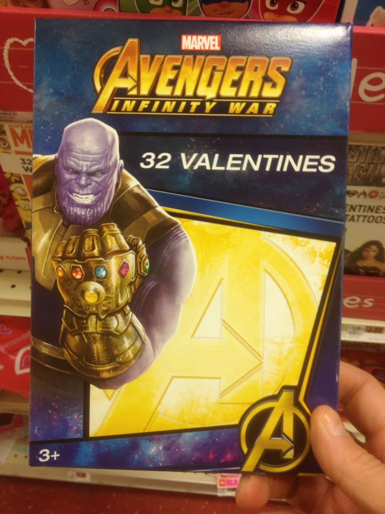 SanctumBlog's tweet photo. Seriously, @marvel, @disney & #papermagicgroup?
#InfinityWar valentines, & you include #THANOS?
What's the message?
"I can prove that I love you by sacrificing you to get what I want"?
But NO #DoctorSTRANGE?
"I have all the TIME for you"
or
"Ours is a 1 in 14+million love"
. https://t.co/fZKtDFoA7f