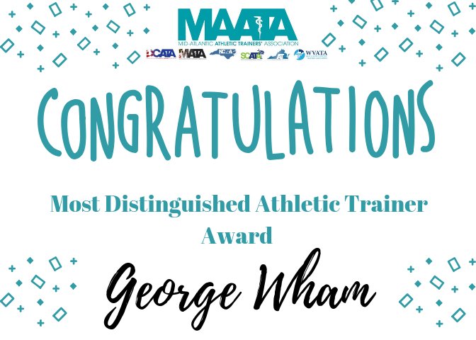 D3_MAATA's tweet photo. Congratulations to the 2019 MAATA Most Distinguished Athletic Trainer George Wham (@gswham). Thank you for your dedication to our profession. #Congrats #AtImpact #D3MAATA #MostDistinguished #AthleticTrainer #WayToBeGreAT @PelionAthletics @PelionPanthers https://t.co/MDo90Y6C3H