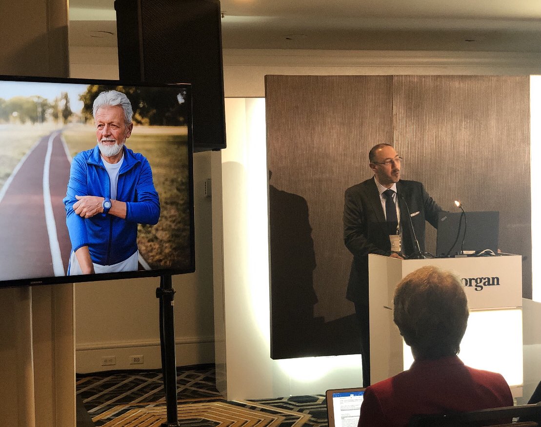 coughlin582's tweet photo. Our CEO Usman “Oz” Azam presntng Tmunity story at JPM now. Data coming out over 2019. Everything we do is for patients #Tmunity #JPMHC19 https://t.co/lkqiAJjls5