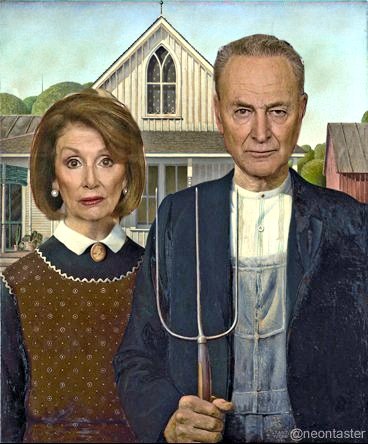 Cryin' Chuck Schumer and Botox Pelosi: Orange man bad, illegal aliens good!