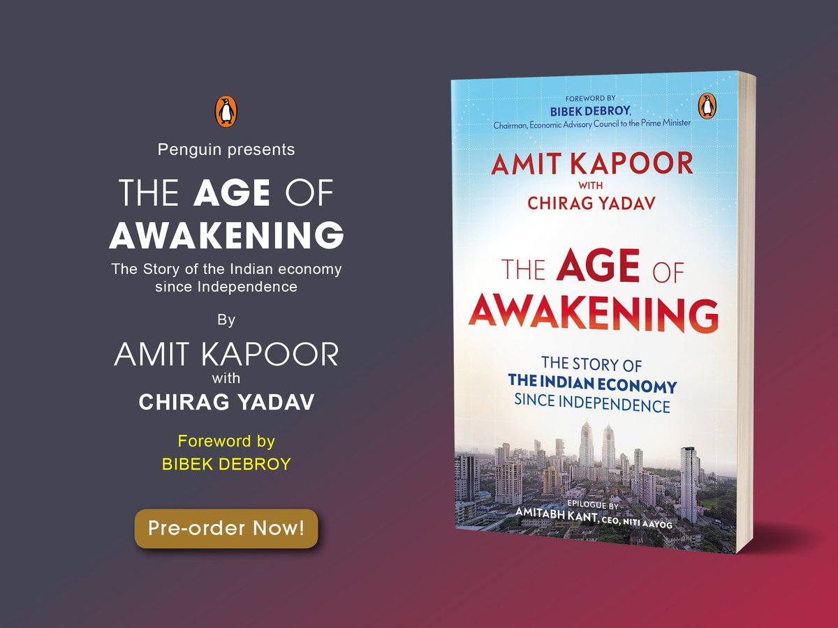 Honored that <a href="/bibekdebroy/">Bibek Debroy</a> has written the foreword for my forthcoming book "The Age of Awakening: The Story of Indian Economy Since Independence" co-authored with @chirag_yadav published by <a href="/PenguinIndia/">Penguin India</a> <a href="/penguinrandom/">Penguin Random House 🐧🏠📚</a>. You can pre-order the book at amazon.in/Age-Awakening-…