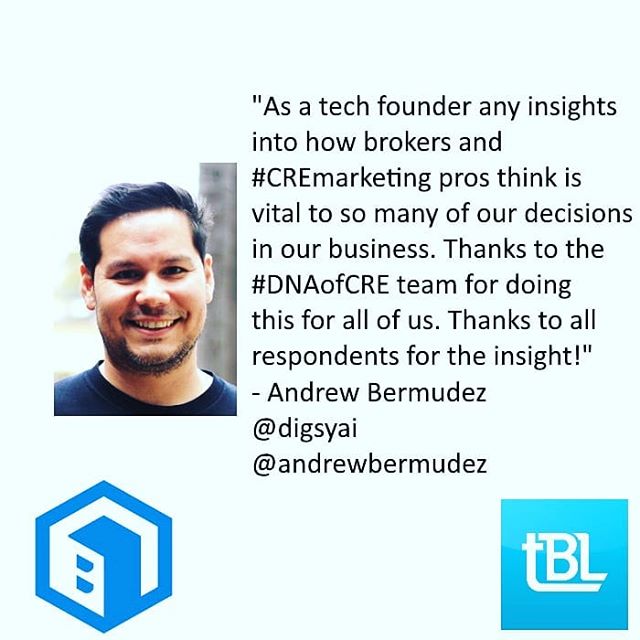 theBrokerList's tweet photo. Thanks so much to andrewbermudez of digsyinc for the great feedback about the #DNAofcre survey. We truly appreciate it. Have you taken the survey yet? Tag a friend who needs to. The link is in the bio. Thank you. buildoutinc #Commercialrealestate #cre #CRETech #CREMarketing https://t.co/dje8Wl5tVw