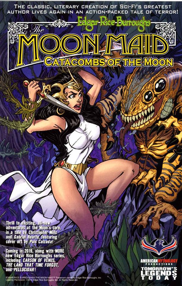 AtomicPulp's tweet image. I saw this on Pulp Coming Attractions, so I guess the cat's out of the bag. I've written some more MOON MAID comics - a  3-issue miniseries - for @AmericanMytho. It's always fun to visit  Edgar Rice Burroughs' universe.... Coming sometime in '19....