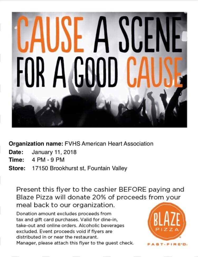 fvhsaha's tweet photo. Welcome back to the New Year! Our Blaze Pizza Fundraiser is this Friday! Come out! https://t.co/krZkADXKxX