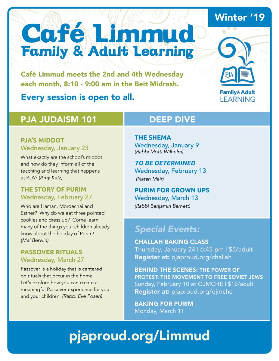 So many amazing learning opportunities for our adult community members. Check out our winter line up of classes here.