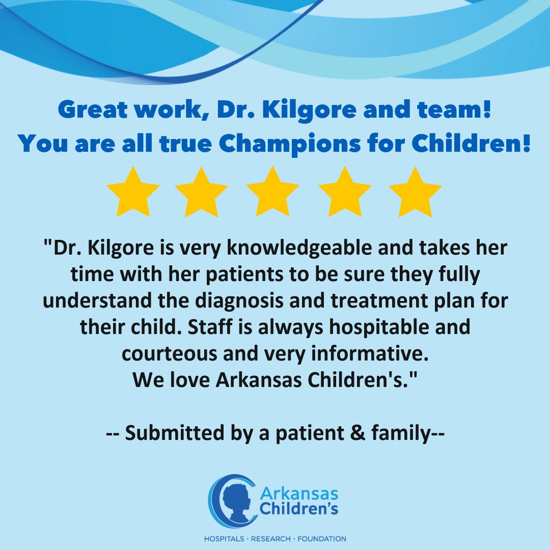 Dr. April Kilgore is a 5-star pediatrician and a champion for children at @archildrens. Your experience is our top priority. 

#Championsforchildren #bettertoday #healthiertomorrow #patientexperience #peoplefirst #fivestarreview #generalpeds #feedbackiskey