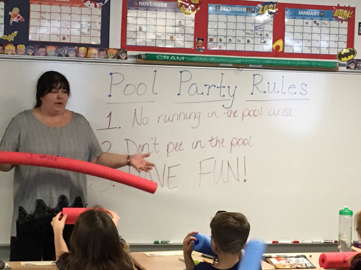 PrinciGal18's tweet image. Pool party in Mrs. Eckert’s third grade class.  @DarleneL_2012 #desbulldogpride. #fractionsarefun
