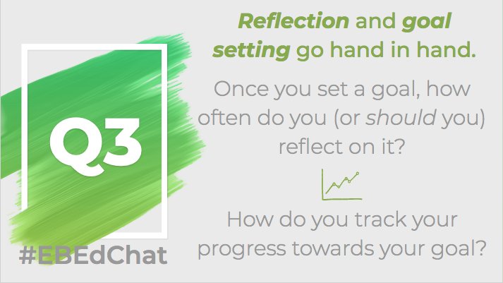 Q3! Reflecting and tracking your progress toward achieving your goal helps you stay motivated. Let’s think about some practical ways to do it... #EBEdChat