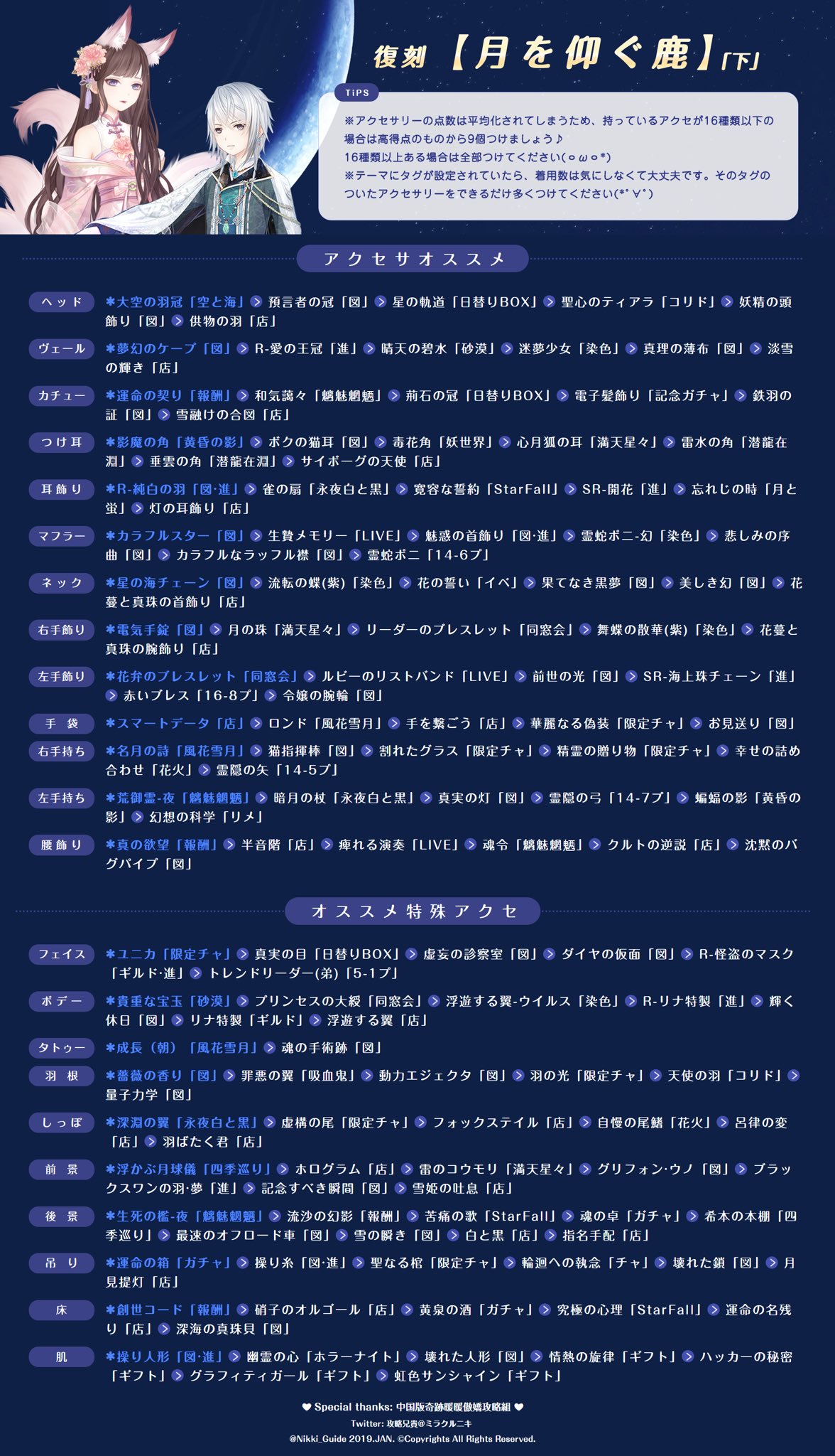 攻略兄貴 ミラクルニキ お待たせしました 復刻イベント 満天の星々 開催 期間 1月7日5 00 1月13日23 59 1 9 月を仰ぐ鹿 ミラクルニキ ミラクルニキ攻略