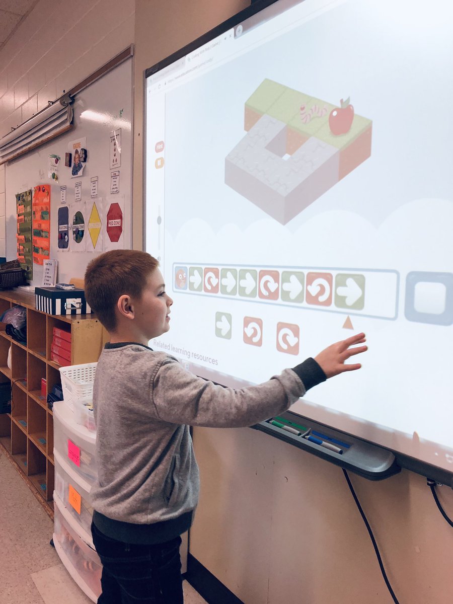 Parkdale73's tweet photo. The coding caterpillar has arrived in Mrs. Smith’s class! Our students loved trying to create different paths online and in the classroom! @Curriculum_HPE @WendyGoodman @andCreative #hpecompetencies #criticalthinkinginaction #learningforall #funfunfun https://t.co/iNlKhke0JC