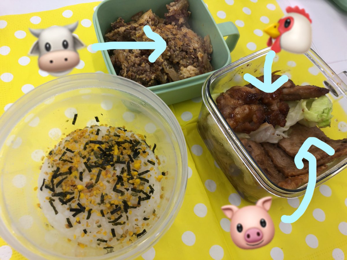 HoshikaLisa's tweet photo. 闇に支配された欲望により
今日も３種の肉が詰まったお弁当を作ってしまった…止まぬ欲望 https://t.co/sGe1kyAc4u