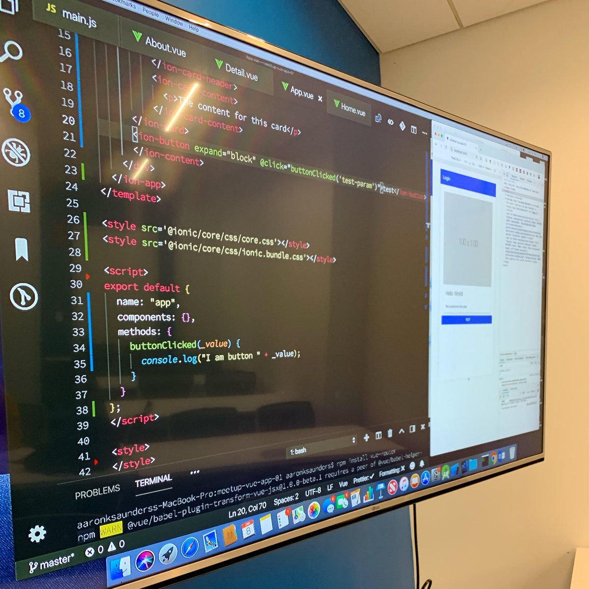 aaronksaunders's tweet image. So the @Ionicframework meetup on @vuejs integration was a blast, got to compare and contrast the experience when using #VueJS vs #angular2 #TheFutureIsWrittenInCode #kickbackandcode