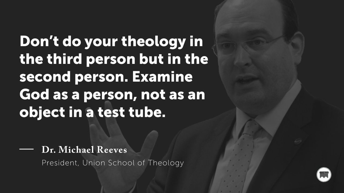 MastersSeminary's tweet photo. "Don’t do your theology in the third person but in the second person. Examine God as a person, not as an object in a test tube.” — Dr. Michael Reeves #TMSdmin https://t.co/J8KIAXxGNS