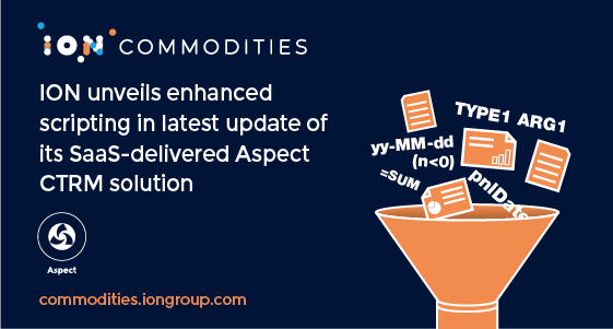 AspectEntSol's tweet photo. Aspect's latest release of its commodity trading and risk management software offers new enhanced scripting customization for better informed, more efficient and customized trading support: https://t.co/kuT9ecpJLV #CTRM #ETRM #IONCommodities https://t.co/2uCkjEiyaP