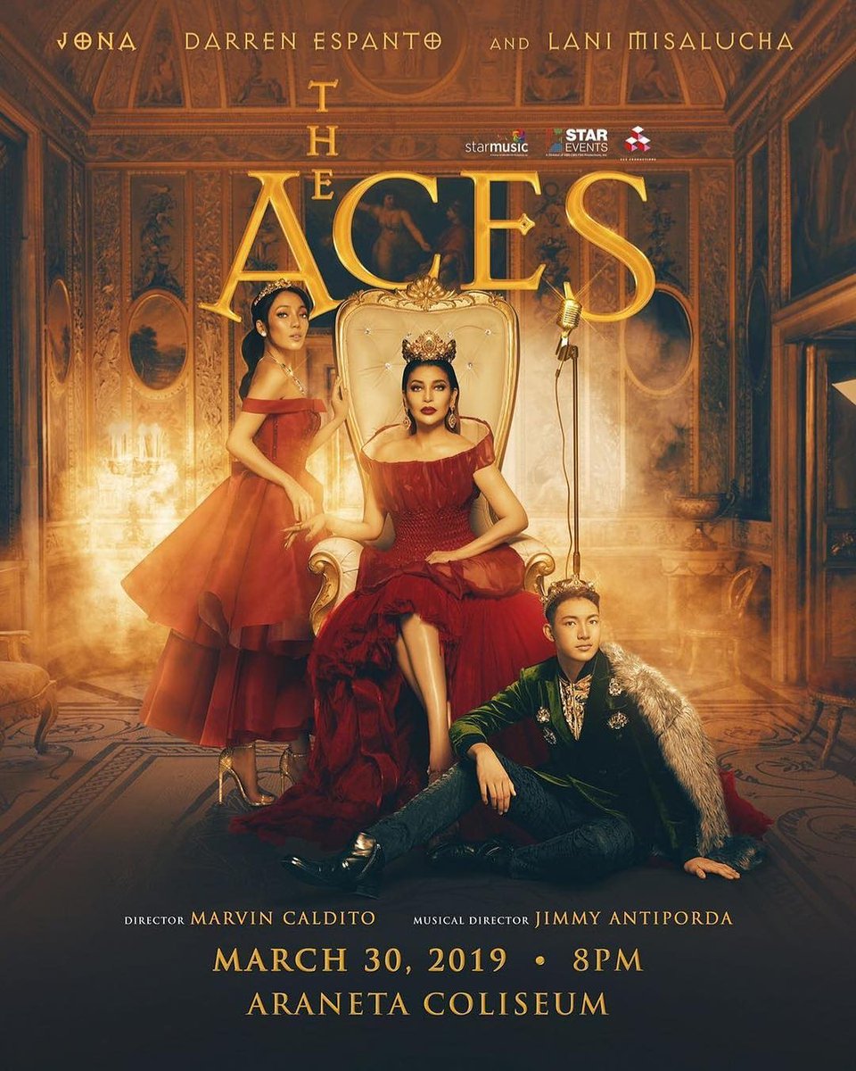 atemm15's tweet photo. Reposted from @cccprod - We all heard you! So we’re bringing The Aces to Manila! The Aces at the Araneta Coliseum on March 30. Tickets out soon! #TheAces #DarrenEspanto #Jona #LaniMisalucha #CCCProductions - #regrann https://t.co/gzJbvpN4j5