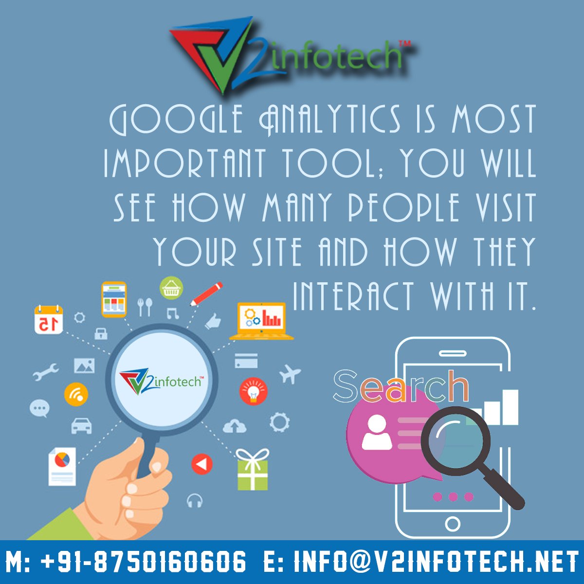 v2InfotechIndia's tweet image. Google Analytics is most important tool; you will see how many people visit your site and how they interact with it.
Visit us: v2infotech.net
Call Now:+91- 8750160606
#GoogleAnalytics #WebsiteVisitor #TrackUserBehavior #SearchEngines #PPC #SEO #SMO #Startups #V2Infotech