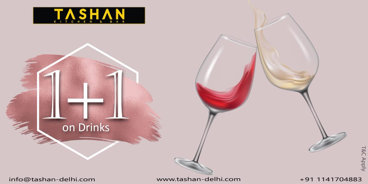 InfoTashan's tweet photo. The Finest Hours

Buy 1 &amp; Get 1 on drinks

*t&amp;c apply*

#happyhour #bogo #buy1get1 # #freedrink #finesthour #tashan #tashankitchen&amp;bar #restaurant #finedining #bar #fusionfood #contempraryindianfood #gk2 #delhi #SoDelhi #POPxo #ifoundawesome #delhiigers #indianfood #desserts https://t.co/4AW47zGrzJ