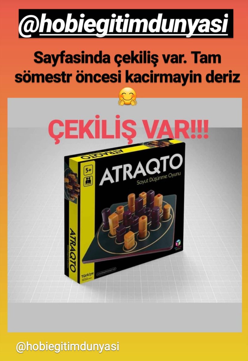 Instagram sayfamizda çekiliş  var. 1kisiye Atraqto oyunu hediye ediyoruz. Detaylar instagram sayfamizda.