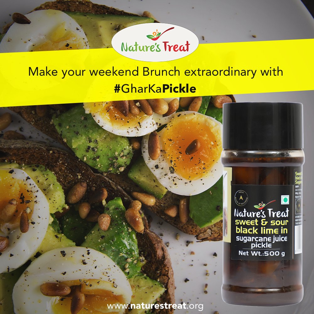 Make it an extraordinary meal &amp; serve your #brunch with our Sweet &amp; Sour Black Lime in sugarcane juice pickle.

Now available on <a href="/amazonIN/">Amazon India</a> Order Now bit.ly/ntorder  

#NaturesTreat #GharKaPickle #IndianPickles #Healthy #IndianCuisine #picklelover #Indian #indianfood