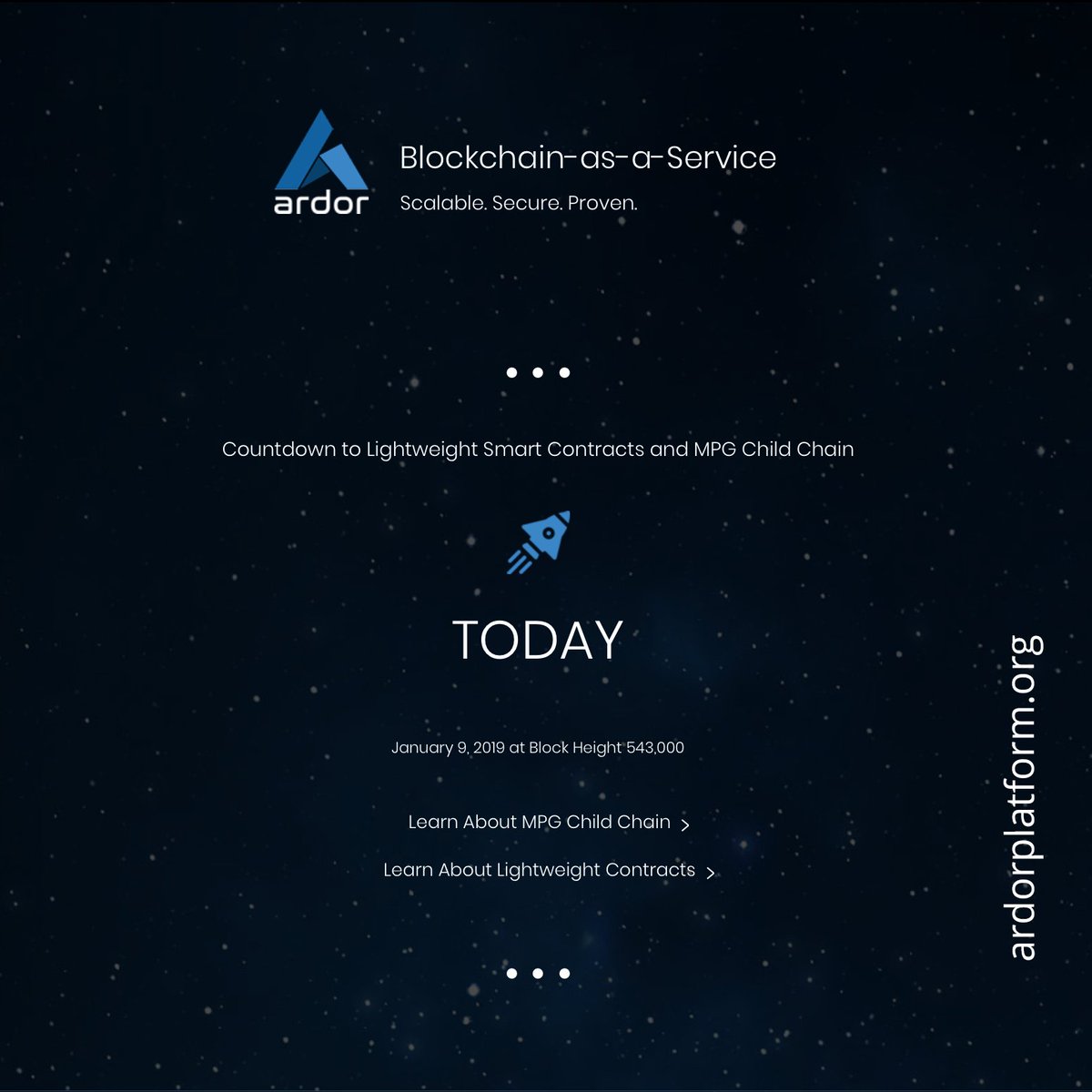 History is happening today at block 543000 on the #Ardor #blockchain platform when Lightweight #smartcontracts AND #realestate #childchain #MPG are going live. While others are still talking, $ARDR is delivering! ardorplatform.org