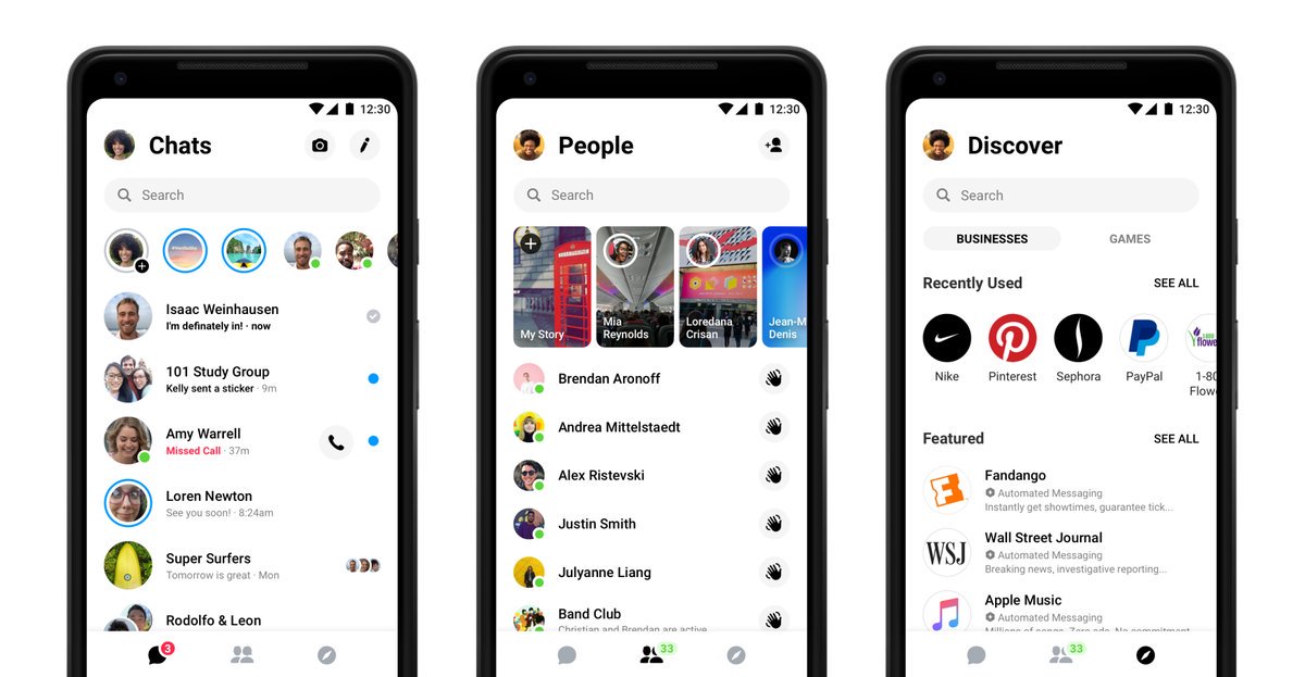 An updated version of Messenger is currently rolling out to users worldwide. Messenger 4, which began appearing for select accounts in September, boasts a more simplified UI and sees Messenger's nine tabs reduced to three for chats, contacts and games/chat bots.