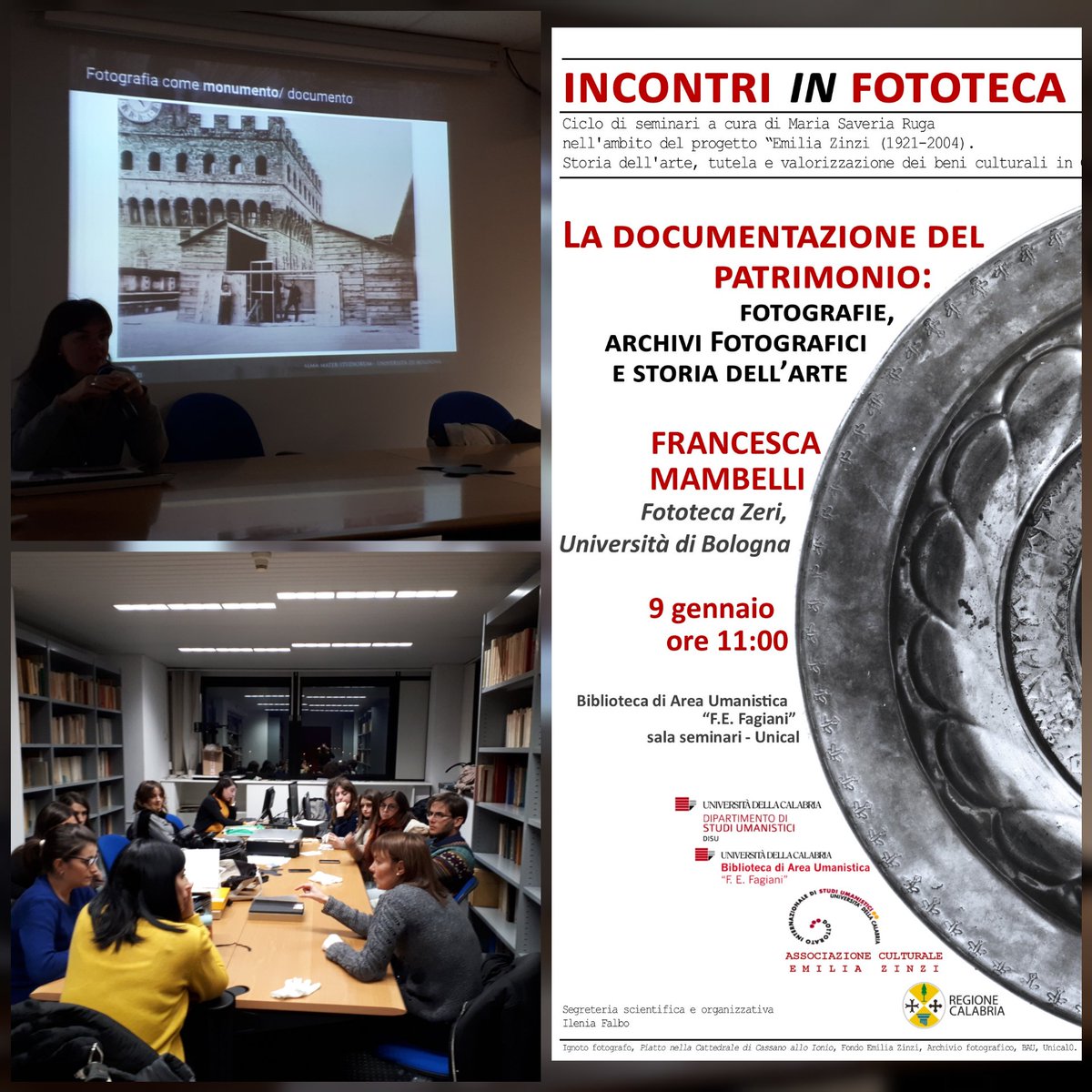 #Fotografia monumento/documento. Tre giorni di formazione specialistica e un incontro con Francesca Mambelli e la #FondazioneZeri all'<a href="/UniCalPortale/">Università della Calabria</a> #digitalizzazione #archivio #emiliazinzi