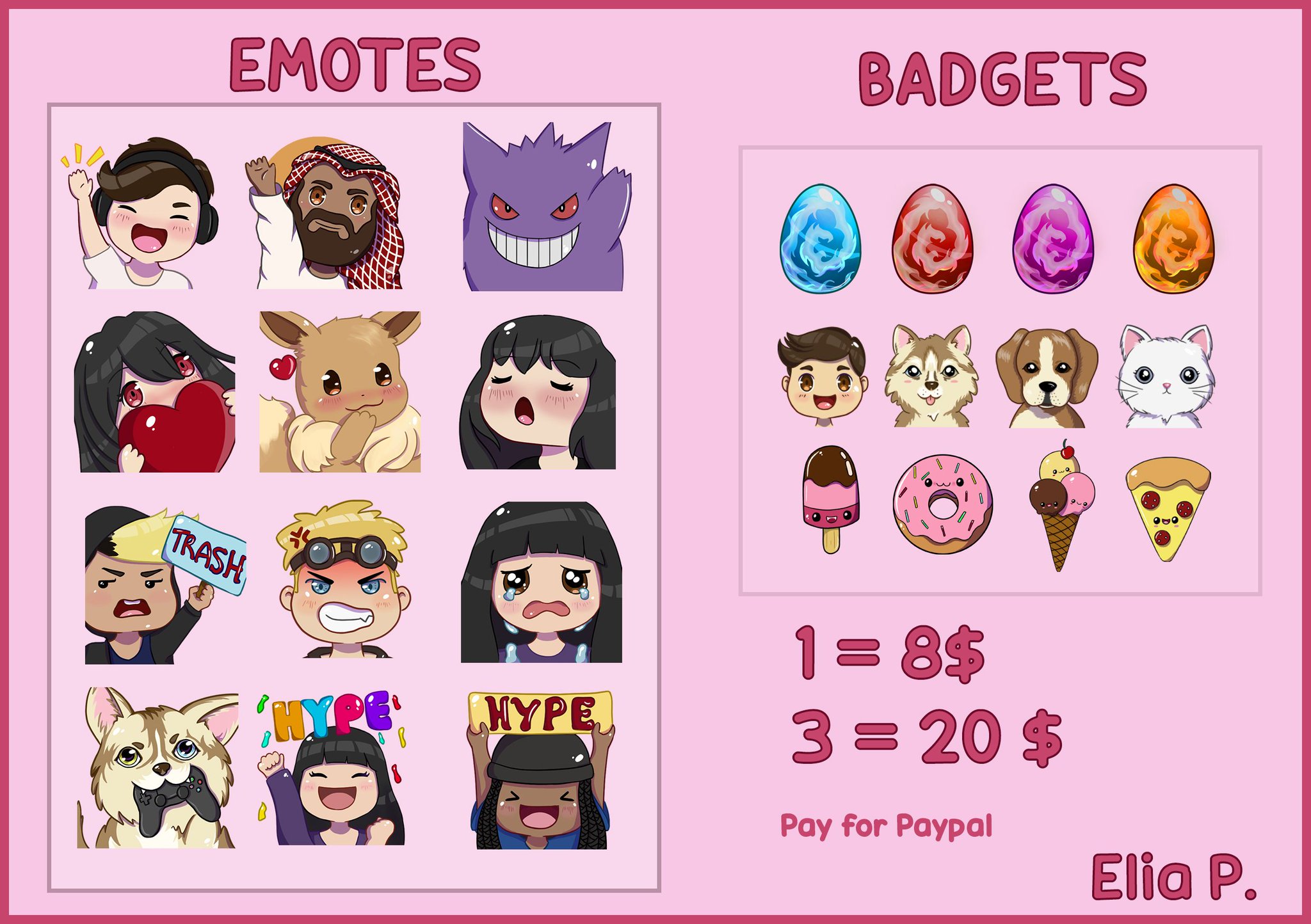 Elia P. 🌸 Twitch emote artist on Twitter.