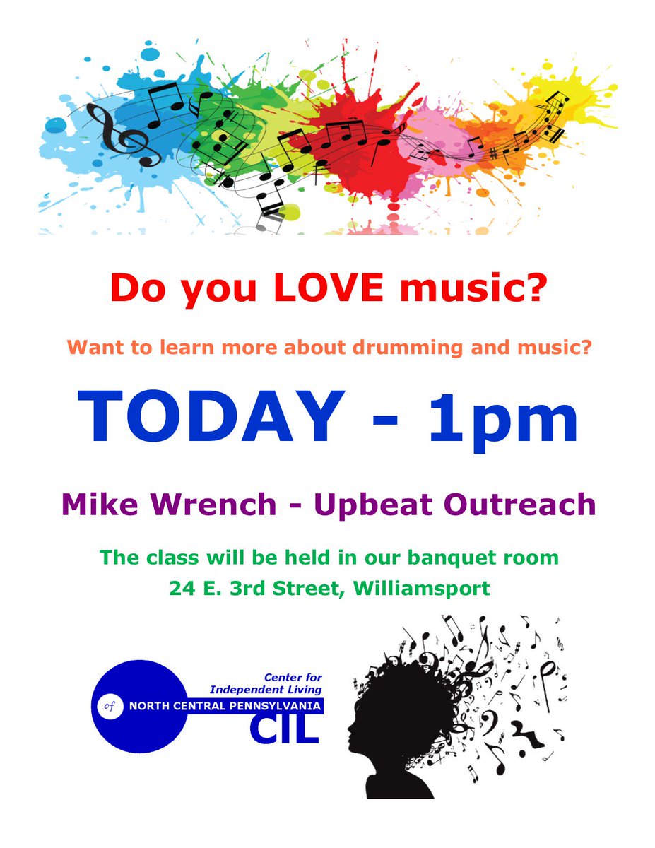 Join us today at 1pm for a little drumming session with Mike Wrench <a href="/HouseofWrench/">Mike Wrench</a> of #UpbeatOutreach. 🎶