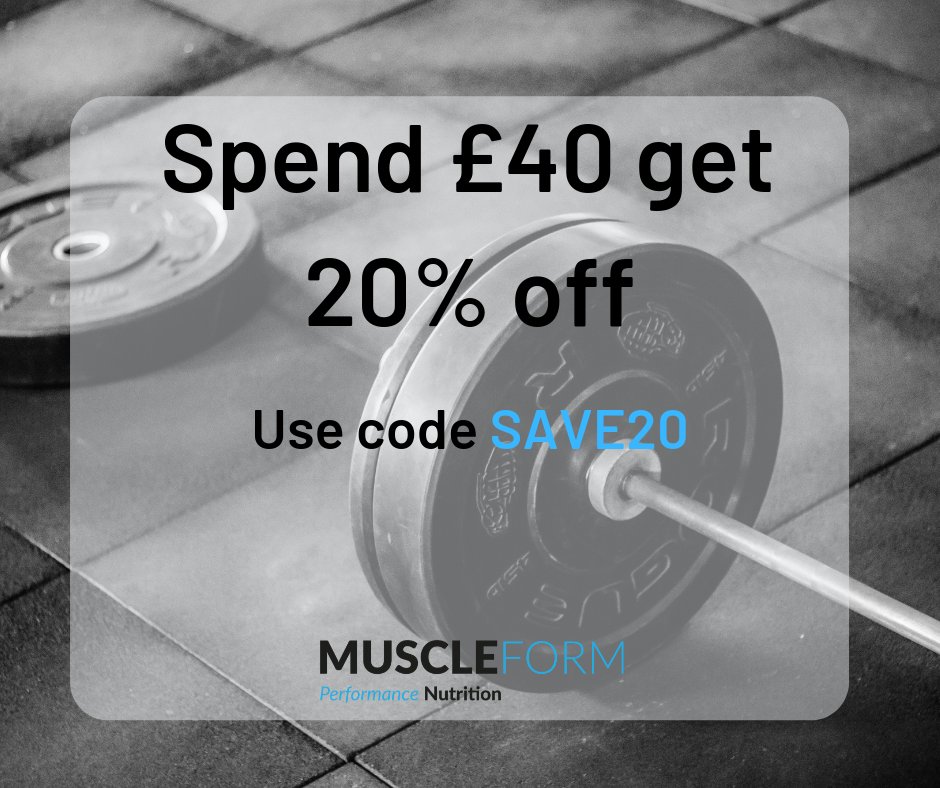 Muscleform's tweet image. Spend £40 get 20% off sitewide with code SAVE20 ➡ buff.ly/2SQ3RQP
#sportsnutrition #fitness #sports