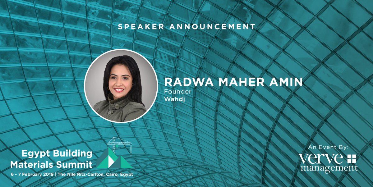 EgyptBuildMat's tweet photo. Meet Radwa Maher Amin, Founder of Wahdj - will be speaking about Energy modelling impacts on selecting materials and equipment. Catch her at #EgyptBuildingMaterialsSummit taking place on 6 - 7 February 2019 at The Nile Ritz-Carlton, Cairo, Egypt.

Read: https://t.co/3J6kYIi9YY https://t.co/gwelgK2Usk