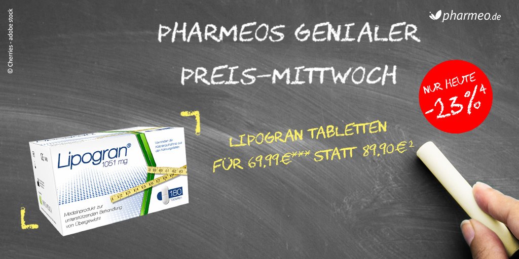 Pharmeo's tweet photo. Lipogran Tabletten werden als pflanzlicher Fettbinder angewandt. Heute zum Aktionspreis gibt es die Lipogran Tabletten für nur 69,99 €*** statt 89.90 €. https://t.co/6XtELQzLG7 Die ***Bedingungen erfahren Sie in unserem Shop https://t.co/7mwvrmO7Vo