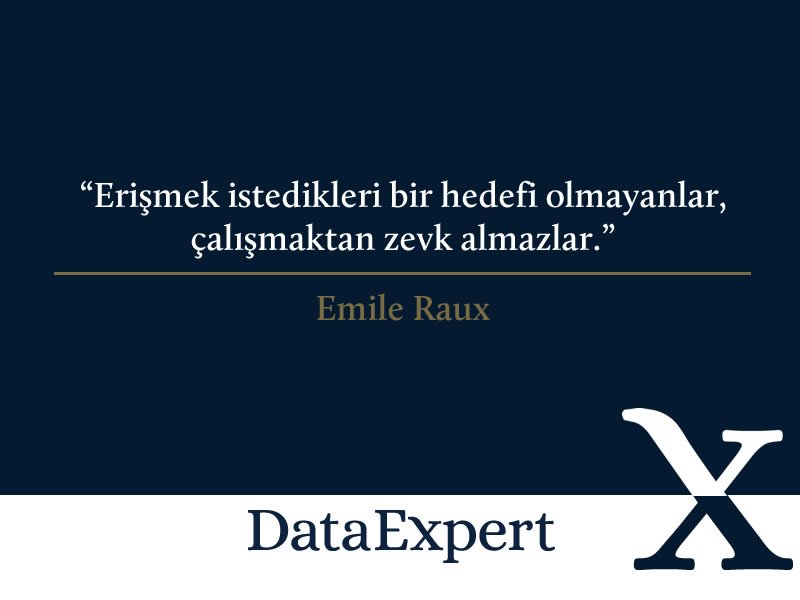 "Erişmek istedikleri bir hedefi olmayanlar, çalışmaktan zevk almazlar."
Emile Raux
