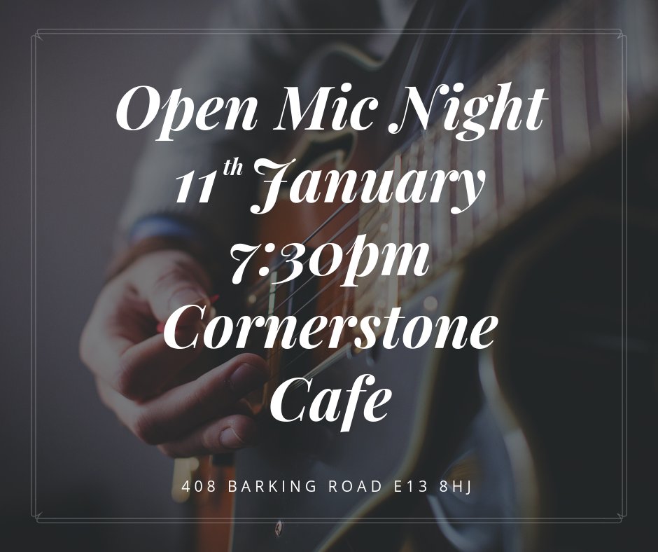 edenplaistow's tweet photo. This Friday is our first Open Mic Night of the year. Come along for a friendly evening of music, comedy, cake and more. 7:30pm-10pm @CornerstoneCaf https://t.co/lYeu9p8rzQ