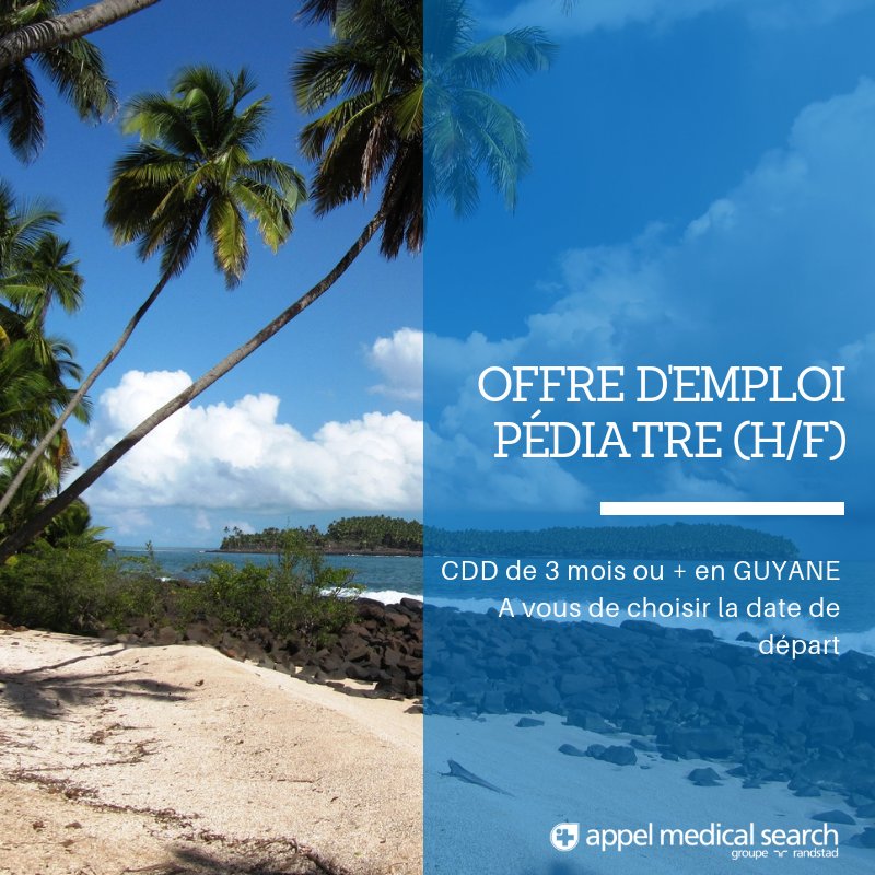 🔔Offre d'emploi 🔔 Vous êtes pédiatre inscrit à l'Ordre des Médecins ? Et si vous partiez travailler au soleil ? ☀️⛱ Nous recherchons pour un service de néonatologie en Guyane un pédiatre pour une période de 3 mois ou plus. Contactez-nous par MP pour en savoir plus !