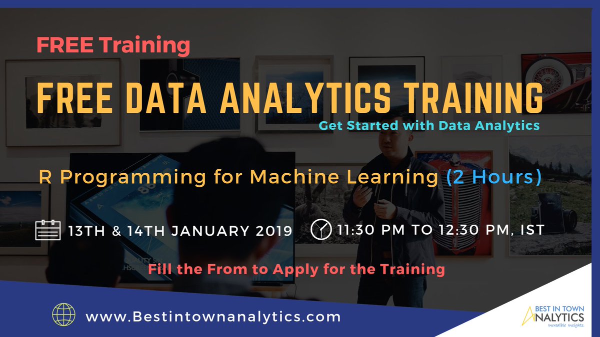 Free #DataAnalytics Training: Get an Exclusive free session of #RProgramming for Machine Learning and get started with Data Analytics Training Fill the form to get Access: goo.gl/forms/IZ3xX4Kk… #DataScience #MachineLearning #AI #ML