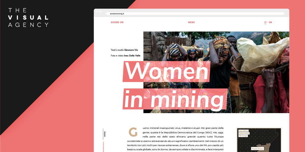 thevisualagency's tweet photo. "Women in Mining", a moving tale by @NawartPress about women involved in the mining sector in the DRC, become an impressive and cutting-edge longform thanks to the all-around designers of TVA team. 
🔍 Link: https://t.co/sH7Xp0ztIf  #dataviz #datavisualization #datajournalism https://t.co/2KCcObpOtl