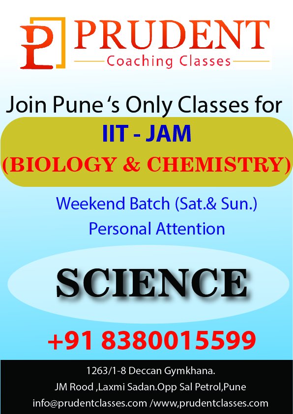 ClassesPrudent's tweet image. #PrudentCoachingClasses
We Are The Only One Coaching Center In #PUNE
#IIT_JAM 
#Biology &amp;amp; #Chemistry