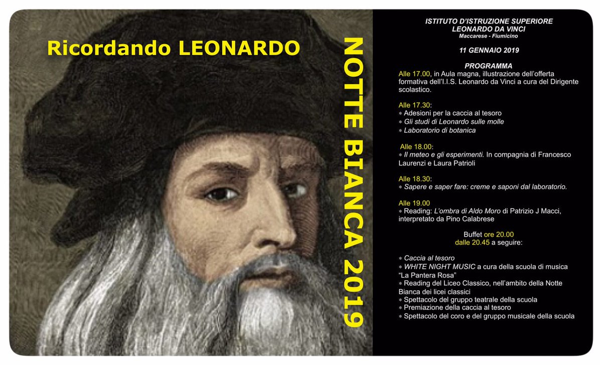 Nell’ambito della rassegna “Fiumicino Legalità” venerdì 11 gennaio alle ore 19 nell’Aula Magna “Peppino Impastato” del Liceo Leonardo Da Vinci di Maccarese andrà in scena  il reading “L’ombra di Aldo Moro” di Patrizio JMacci con Pino Calabrese.