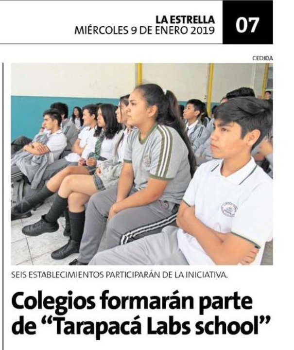TarapacaLabs's tweet photo. Seis colegios de Alto Hospicio y Huara se integrarán a Tarapacá Labs School. Informa hoy @laestrellaiqq #TLabsEmprende https://t.co/EjuYy4EZKK https://t.co/Cwd4WlbRIA