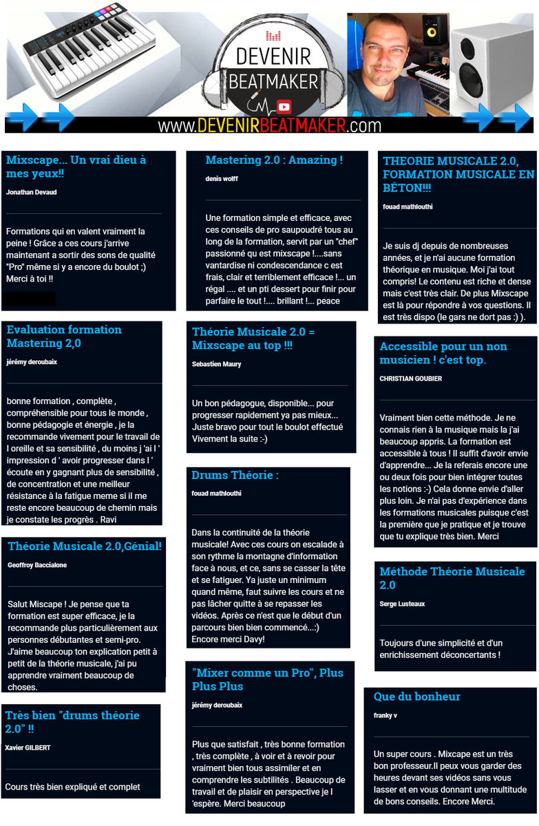 DevenirBeatmakr's tweet image. 👥 Hello, Voici Quelques Témoignages d'élèves de mes Formations.
⭐️⭐️⭐️⭐️⭐️Et vous, quand est ce que vous décollez ? 😉
DevenirBeatmaker.com 🚀
#beatmaker #beatmaking #beat #devenirbeatmaker