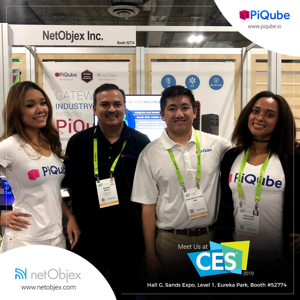 NetObjex's tweet image. NetObjex team is at #ces2019!!
Meet PiQube-the revolutionary IoT-AI-Blockchain gateway device, we are at Booth #52774 ,Eureka Park. Talk to our experts on how IoT, AI and Blockchain can transform your business.
#netobjexevents #netobjex #piqube_io #blockchain #iot #technology