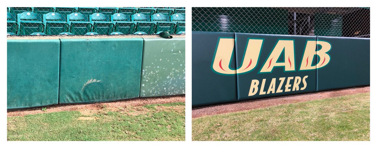 fieldwallpads's tweet image. Another beautiful before &amp;amp; after - thanks to @UAB_SB for letting us upgrade their backstop padding #WinAsOne #backstoppadding #softball