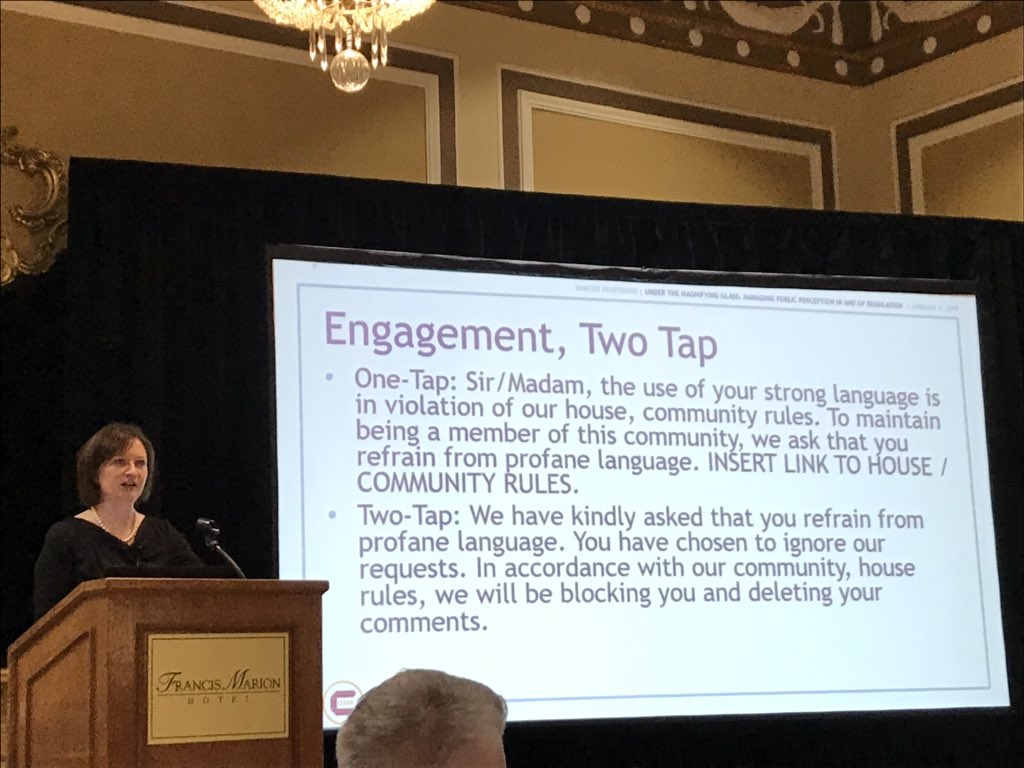 Bronslemans's tweet photo. Great tips from on how to manage negative reviews and disrespectful comments from trolls on organisational social media. #maintaincontrol #respect #CLEARWS19 https://t.co/rWbwVXe1W1