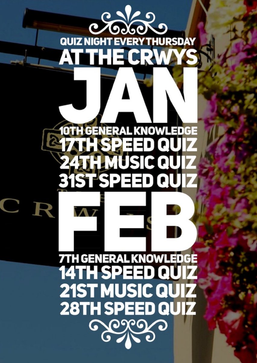 What's your favourite quiz??
Join us every Thursday from 8pm or our weekly quiz! Great prizes and cash to be won 🤑🎉
#SpeedQuizzing #PubQuiz #KeepItCrwys