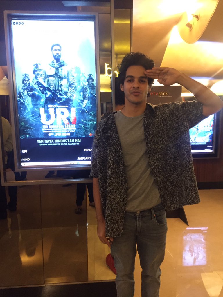 RSVPMovies's tweet photo. Sabko #IshaanKhattar ka salute!
#URIScreening #URITheSurgicalStrike #HowsTheJosh https://t.co/m29EZ44KYd